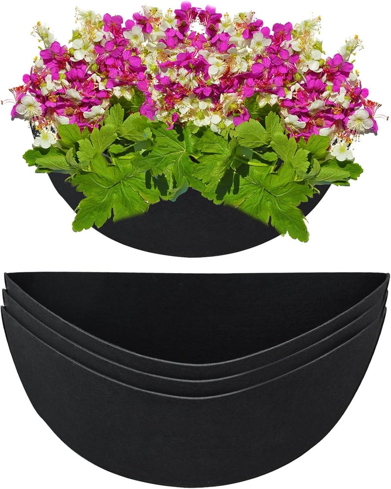 Fantang 3PCS 16 Inch Half Round Planter Liners Fabric Plant Liners Half Circle Flower Basket Liners Replacement Felt Liner Coconut Liners Alternative for Wall Hanging Basket Planter - Image 1